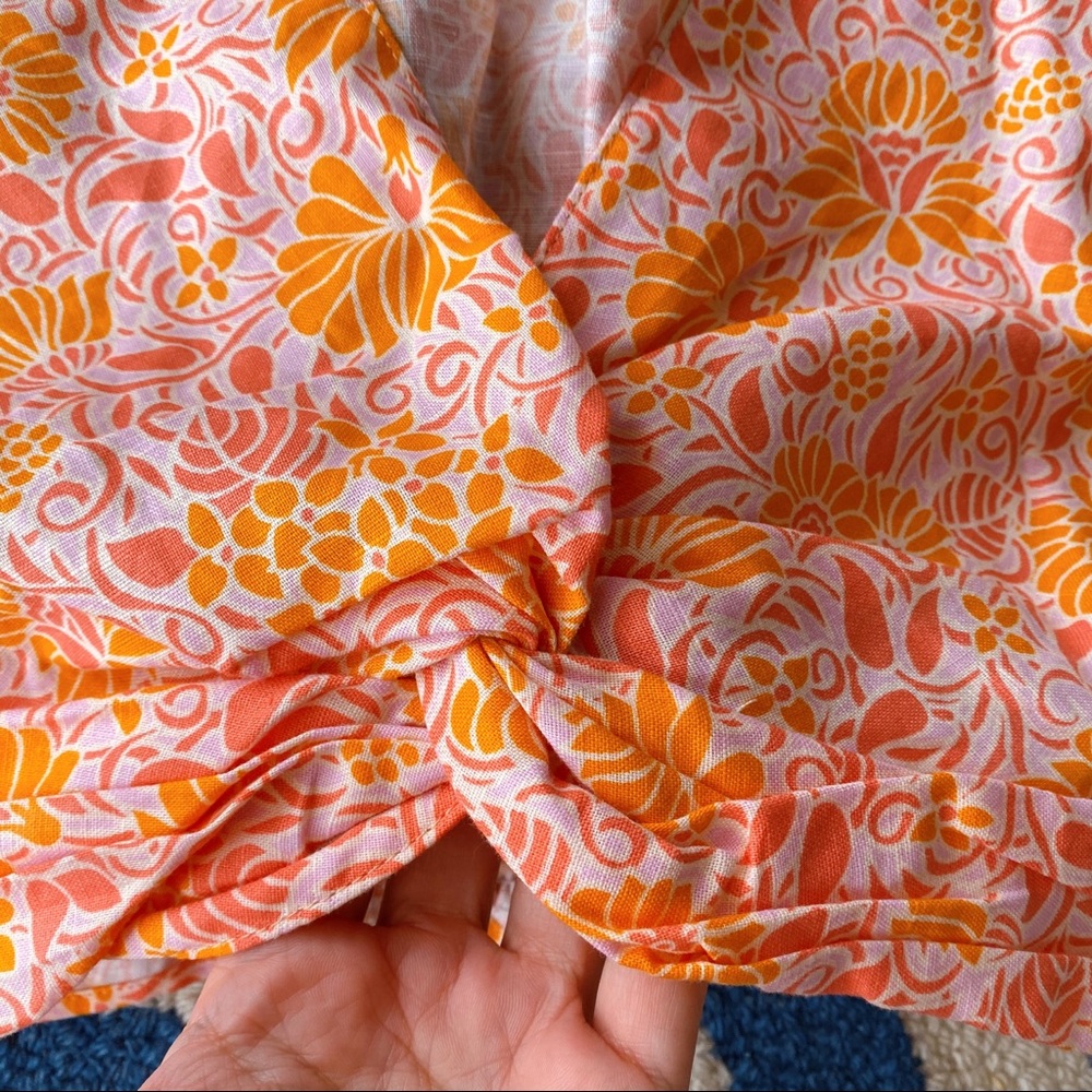 🍊 ZARA ORANGE PINK FRONT TWIST CROP TOP! - Picture 6 of 13